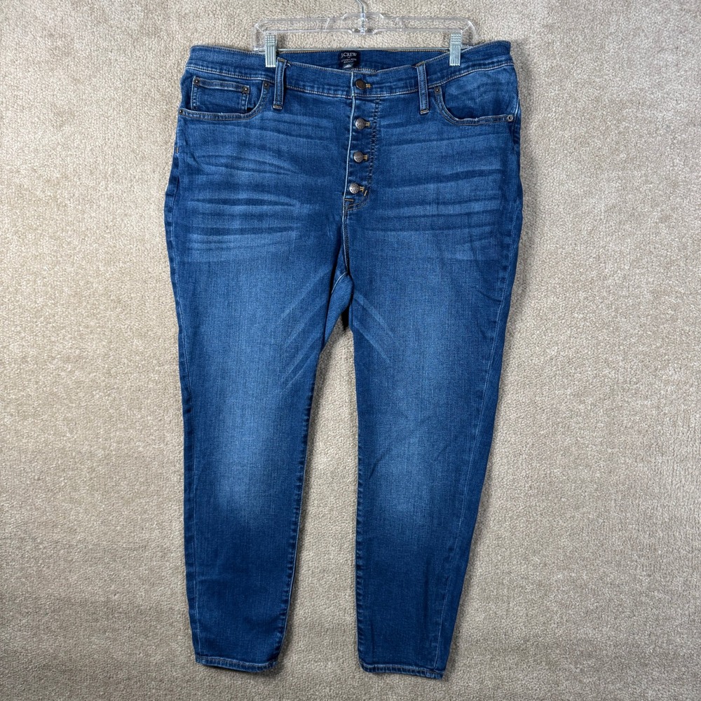 J.Crew 9" High-Rise Skinny Jeans Womens 35 Blue Button Fly Stretch Denim Preppy